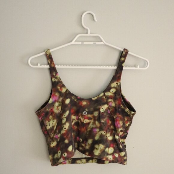 Lululemon Women's Sz 8 Green Splatter Align Cropped Light Support Yoga Tank Top - Picture 2 of 10